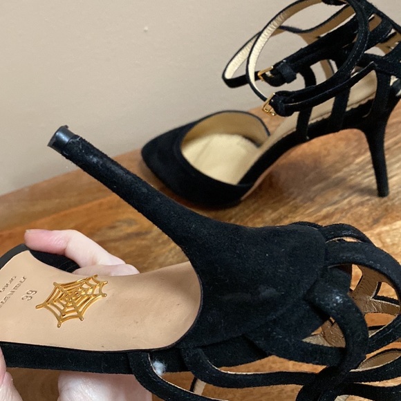 Charlotte Olympia Black Suede Aranea Spider Web d'Orsay Pump Heels Shoes - Picture 11 of 15